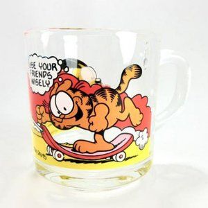 Vintage 1978 GARFIELD McDonald's Glass Mug - Jim Davis - Use Your Friends Wisely
